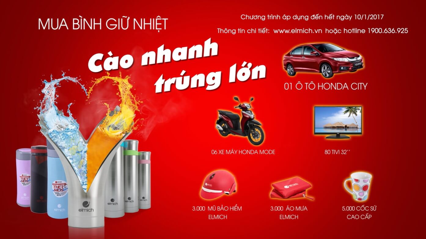 BÌNH GIỮ NHIỆT CHUẨN CHÂU ÂU ELMICH – Chương trình khuyến mãi “Cào Nhanh Trúng Lớn”