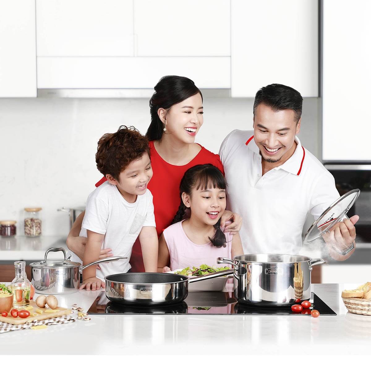 Bộ nồi Inox cao cấp 3 lớp đáy liền Trimax XS EL-3744 size 18,20,24, chảo 26cm