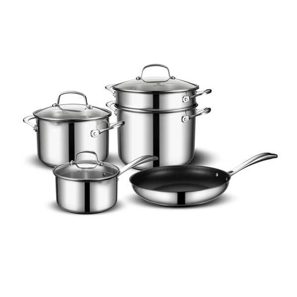 Bộ nồi chảo inox 304 Elmich Premium EL3134,nồi 18,20 nồi hấp 24, chảo 26cm