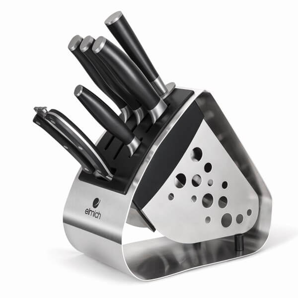 Bộ dao inox Elmich 7 món (4 dao,1 kéo,1 thanh mài dao,1 giá để dao) EL3800