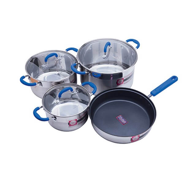 Bộ nồi 3 chiếc cỡ 18cm,22cm,26cm và 1 chảo inox Smartcook cỡ 26cm SM1497