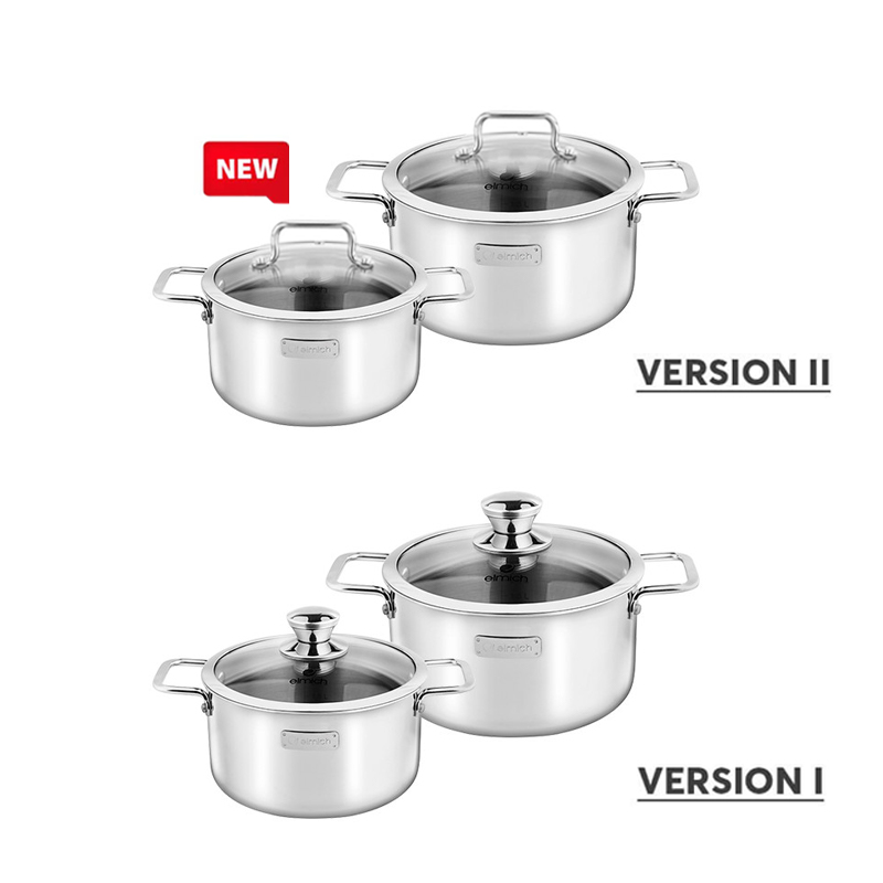 Bộ nồi inox liền khối Elmich Trimax Classic EL2108OL size 18,20cm
