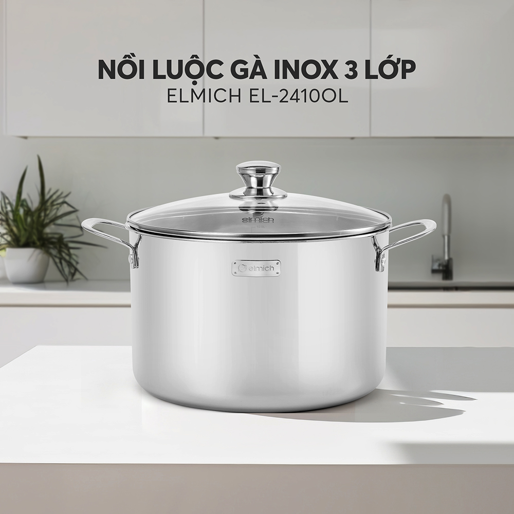 Nồi luộc gà inox liền khối Elmich Trimax Classic EL2410OL size 28cm