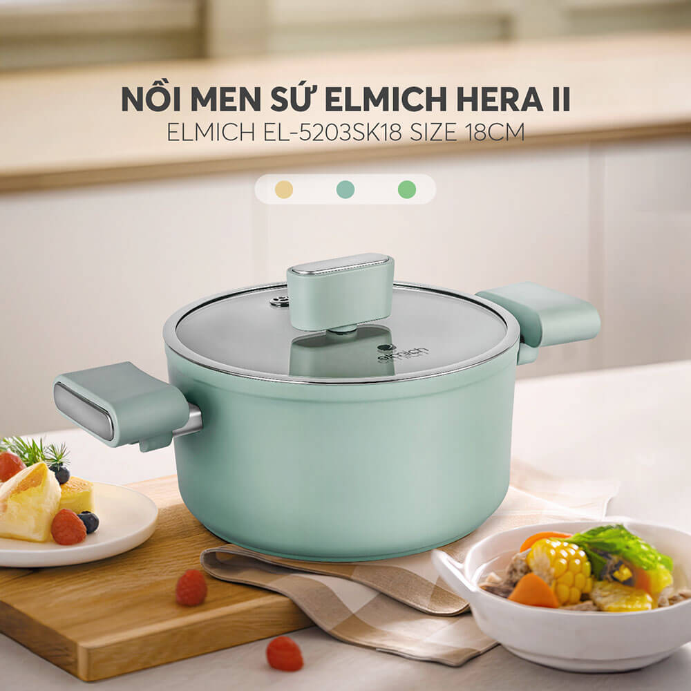 Nồi men sứ Elmich Hera II EL-5203SK18 size 18cm