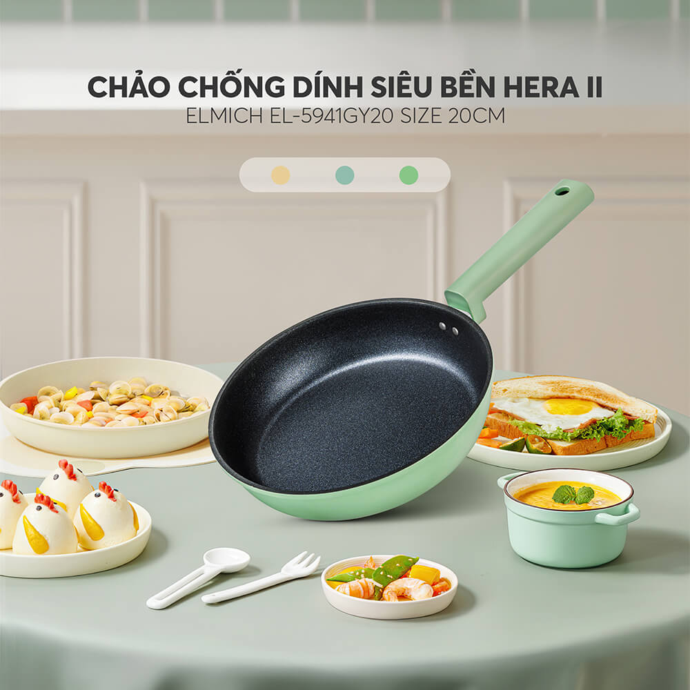 Chảo chống dính siêu bền Elmich Hera II EL-5941GY20 size 20cm