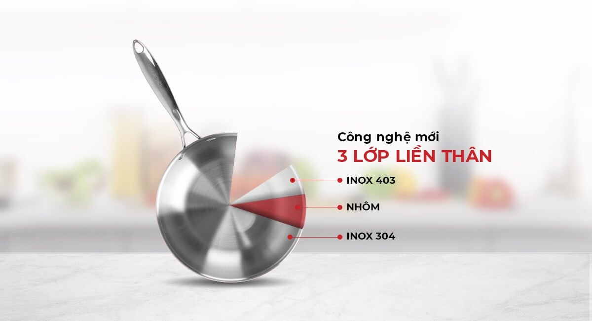 Chảo xào inox cao cấp 3 lớp đáy liền Elmich Trimax EL-4846OL size 26cm