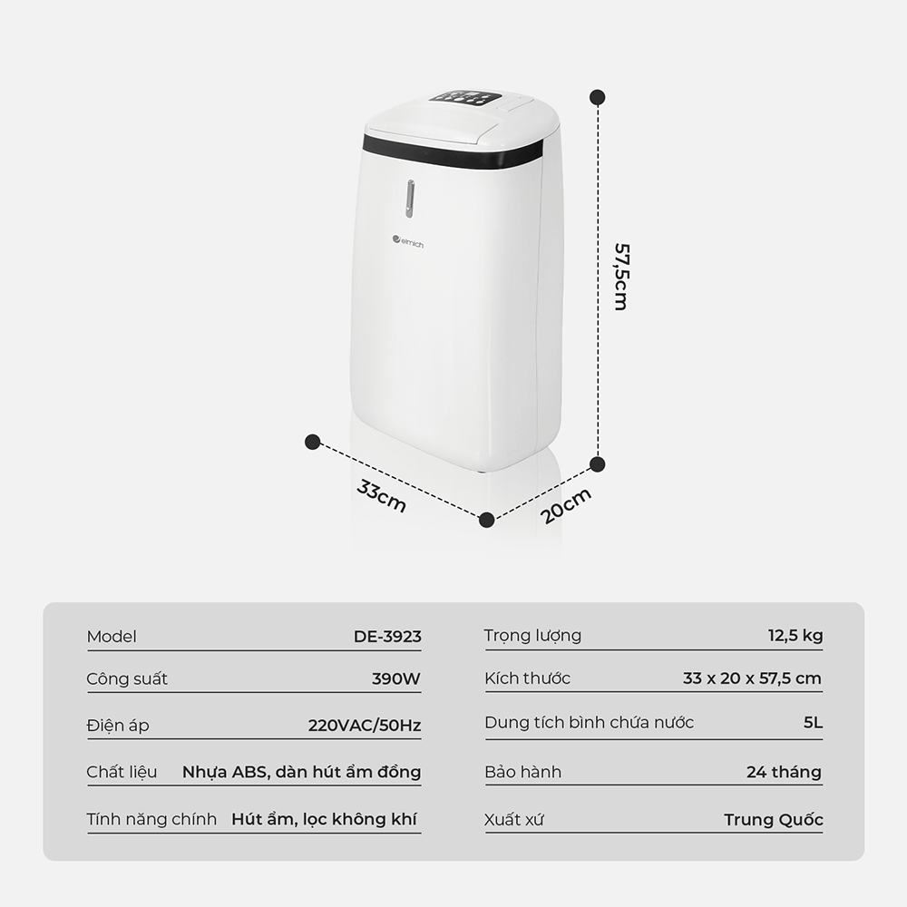 de3923_profile_12_1 Máy hút ẩm không khí Elmich DE-3923 (20L)