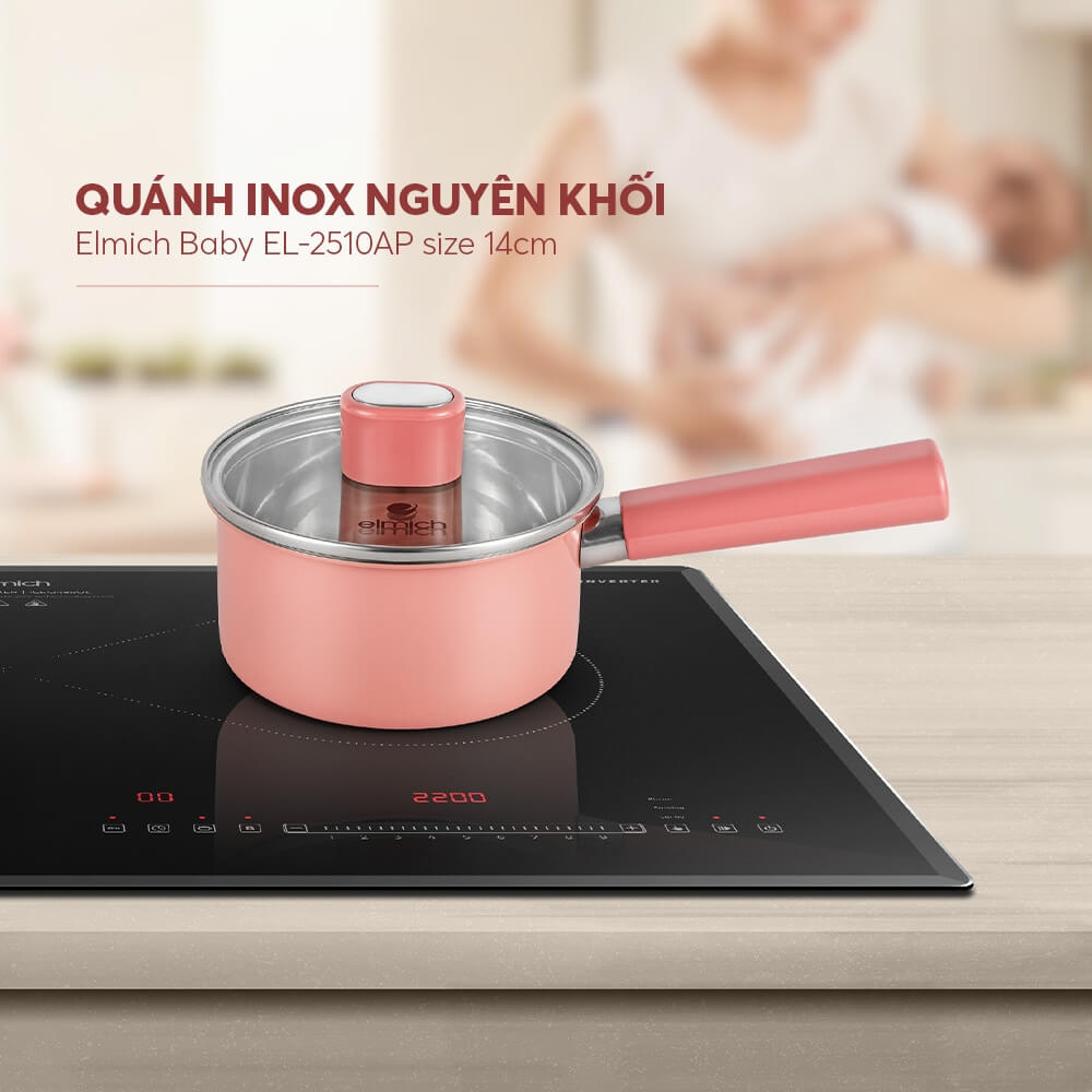 Quánh inox liền khối Elmich Baby EL2510AP size 14cm