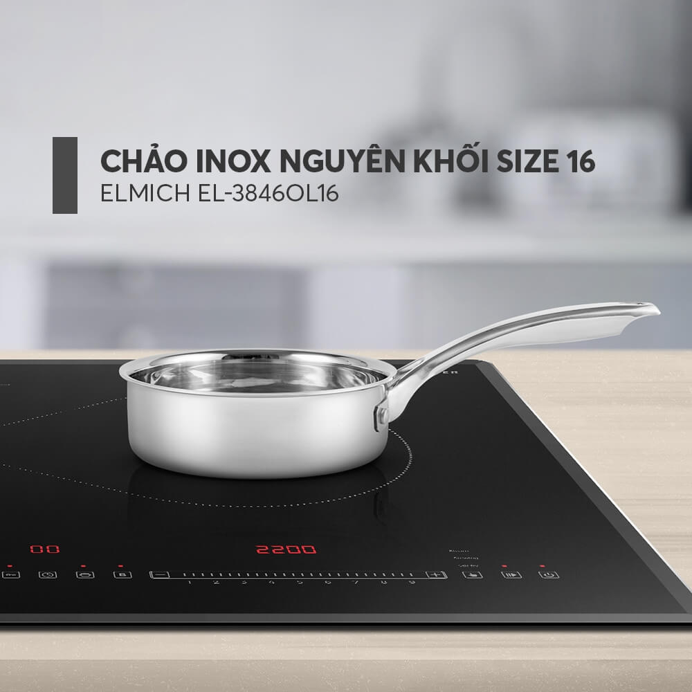 Chảo inox 3 lớp nguyên khối Elmich Trimax EL 3846OL16 size 16cm