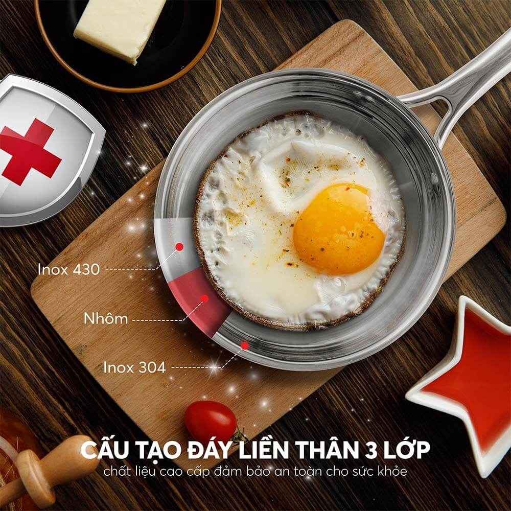 Chảo inox 3 lớp nguyên khối Elmich Trimax EL 3846OL16 size 16cm