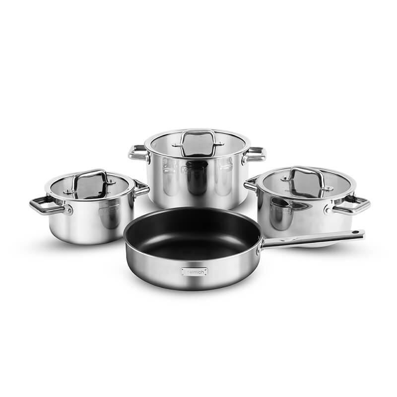 Bộ nồi inox liền khối Elmich Trimax ECO EL-8004 size 18,20,26, chảo 26cm