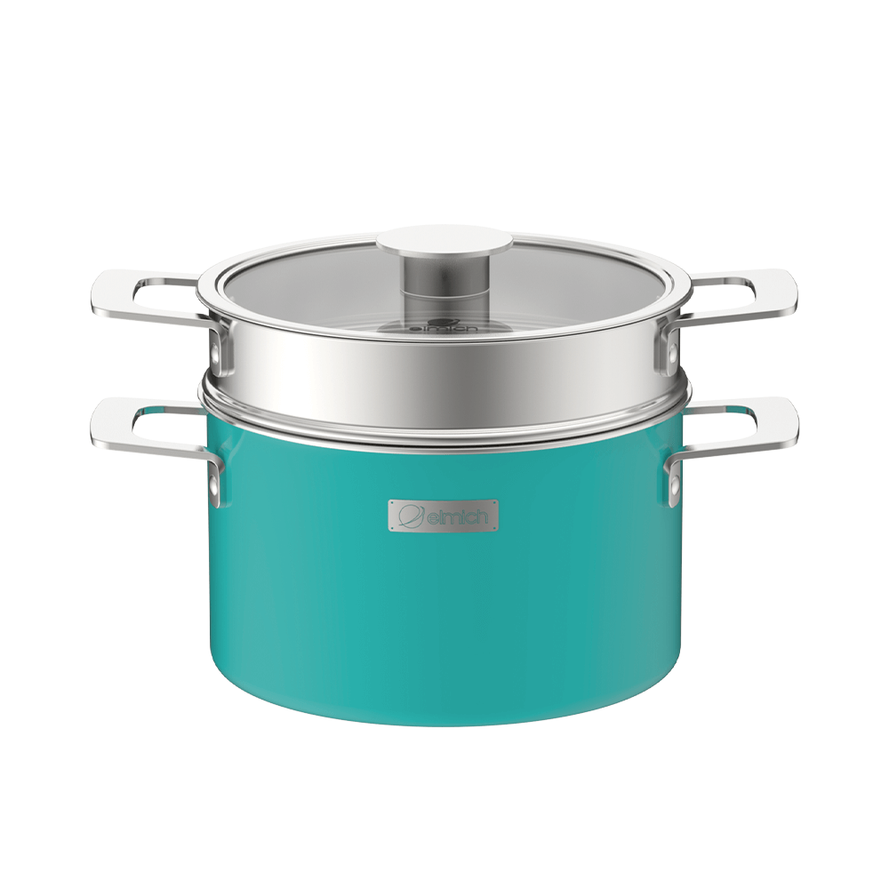 Bộ nồi Inox liền khối Elmich Hera EL-8137 size 18, nồi hấp 22, chảo 26cm