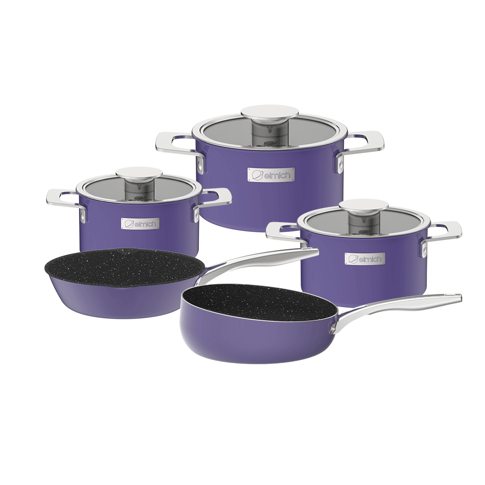 Bộ nồi Inox liền khối Elmich Hera EL-8199 size 16,18,22, chảo inox 20, chảo full induction 26cm