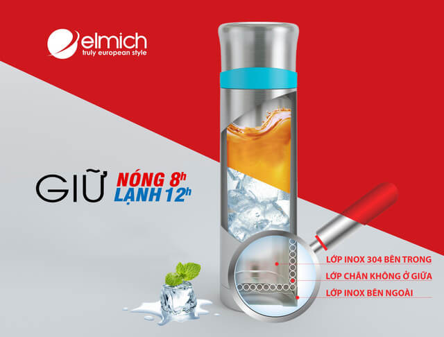 Bình giữ nhiệt Elmich được thiết kế thông minh giúp lưu giữ nhiệt tối ưu