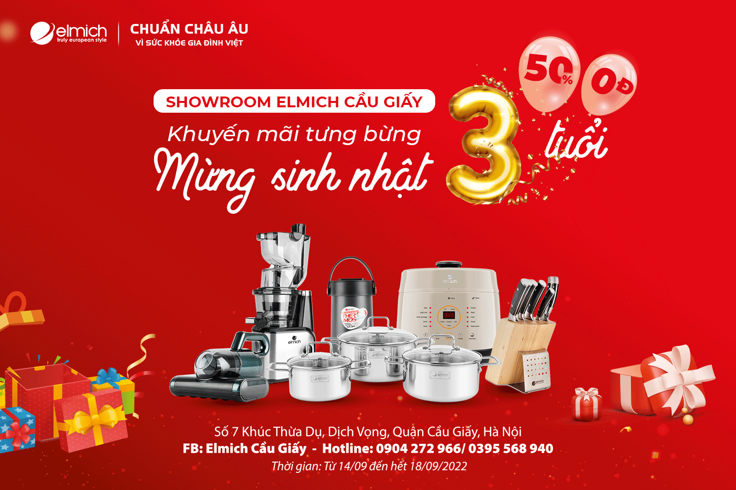 KHUYẾN MẠI TƯNG BỪNG – MỪNG SINH NHẬT 3 TUỔI SHOWROOM ELMICH CẦU GIẤY