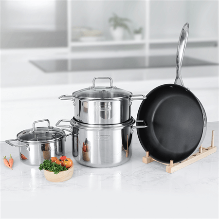 Bộ nồi inox liền khối Elmich Trimax XR EL-8075 size 16,20,22cm, chảo 26cm