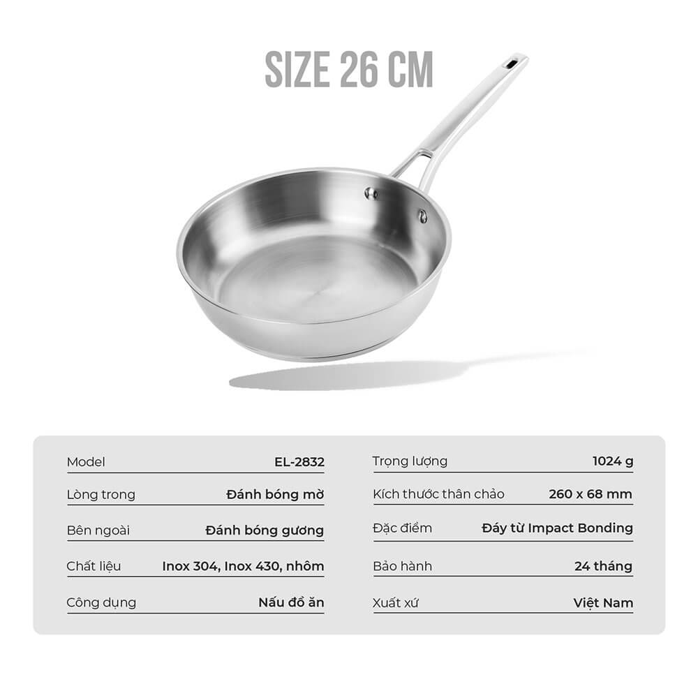Chảo Inox 304 đáy Impact Elmich El 2830 (3)