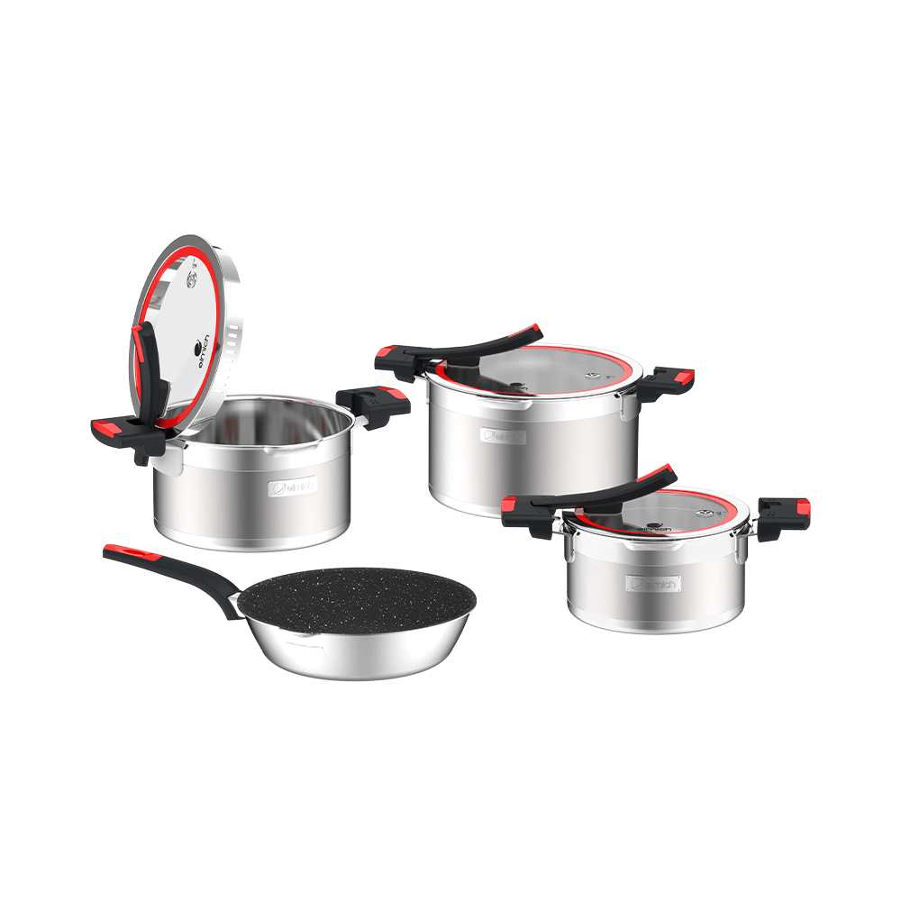 Bộ nồi Inox liền khối Elmich Milano EL-8093 size 16,18,22, chảo 26cm