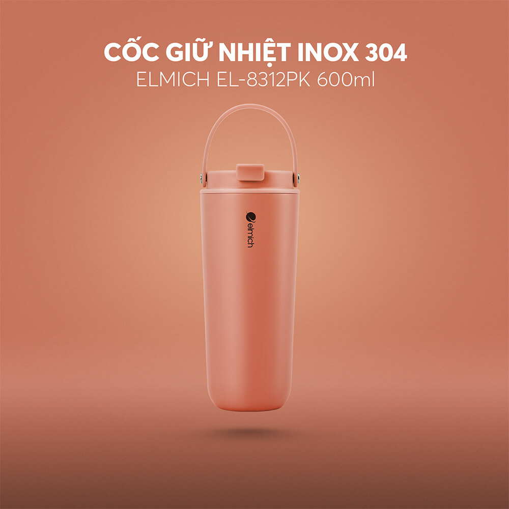 Cốc giữ nhiệt inox 304 Elmich EL8312PK dung tích 600ml