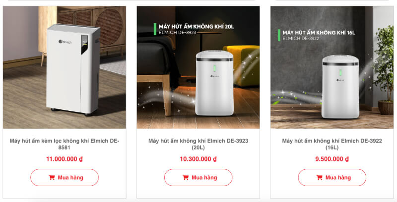 Những mẫu máy hút ẩm chống nồm bán chạy nhất của thương hiệu Elmich