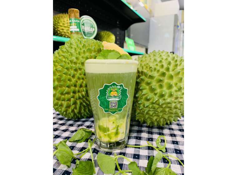 sinh tố rau má mix sầu riêng