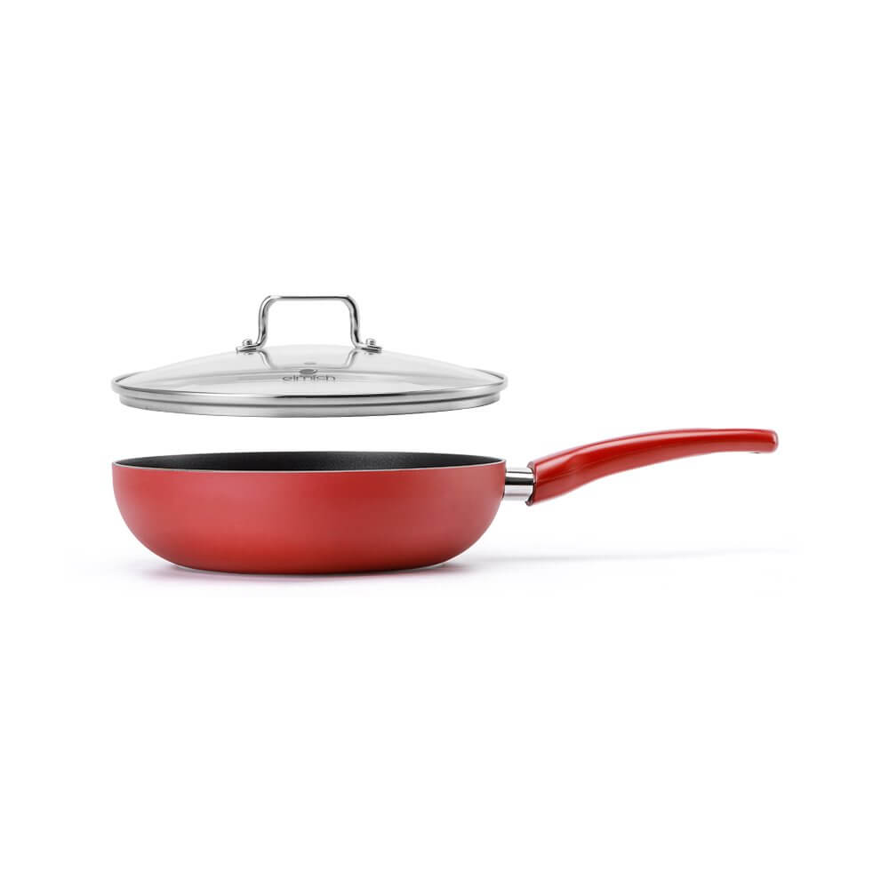 Chảo sâu lòng chống dính có vung kính Elmich EL-5912RE20 size 20cm