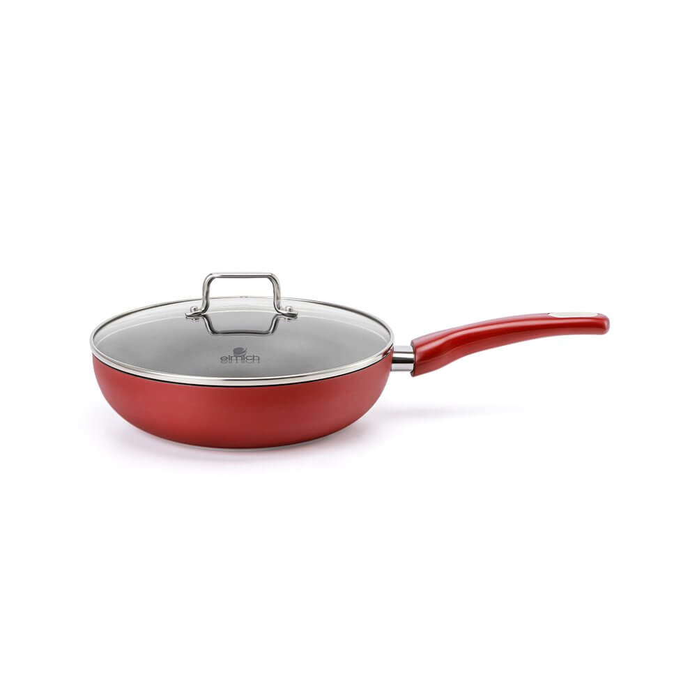 Chảo sâu lòng chống dính có vung kính Elmich EL-5912RE20 size 20cm