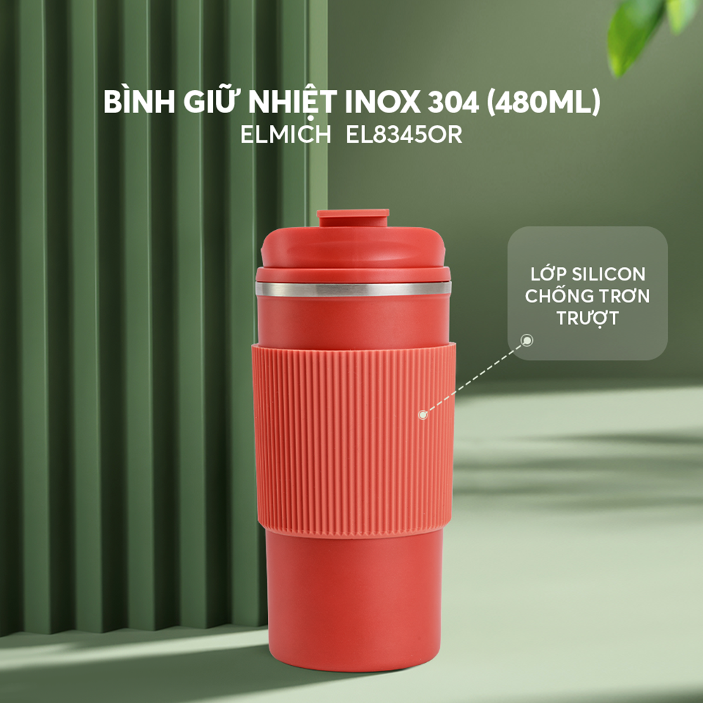 Cốc giữ nhiệt inox 304 Elmich EL8345OR dung tích 480ML