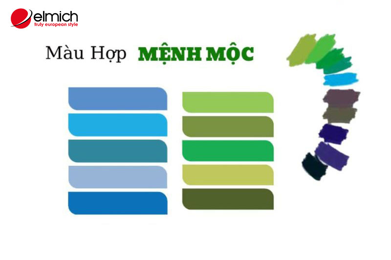 Hình 5: Các gam màu chủ đạo của người tuổi Mậu Thìn cung mệnh Mộc Hình 5: Các gam màu chủ đạo của người tuổi Mậu Thìn cung mệnh Mộc