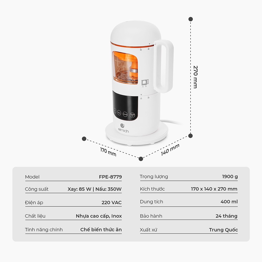 Máy xay và chế biến thức ăn cho bé Elmich Babycare FPE-8779 15 Fpe 8779 Profile 15