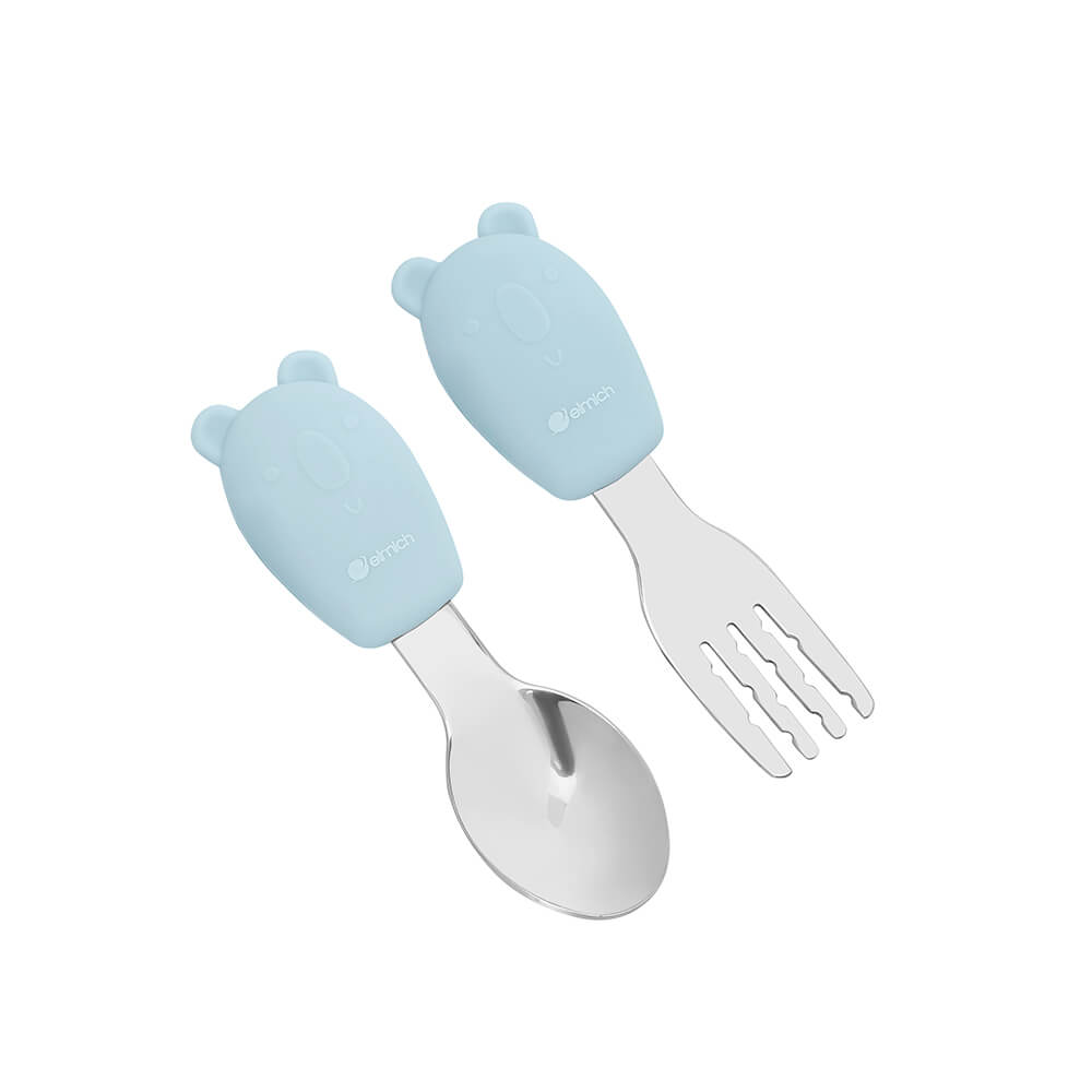 Bộ thìa dĩa cho bé bằng silicon,inox 304 Elmich Babycare EL-0005TD2