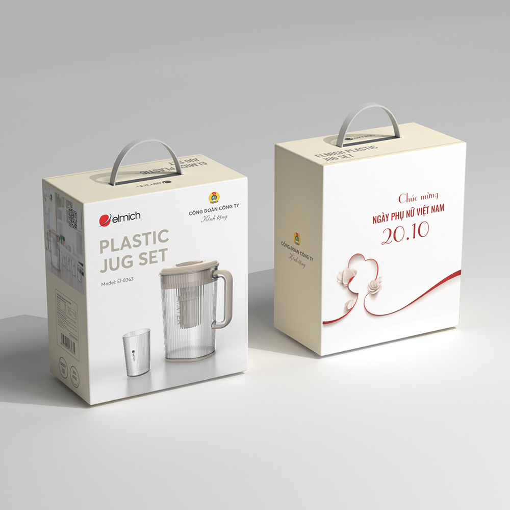 Set bình nhựa đựng nước Elmich EL8363 dung tích 2L kèm 4 cốc