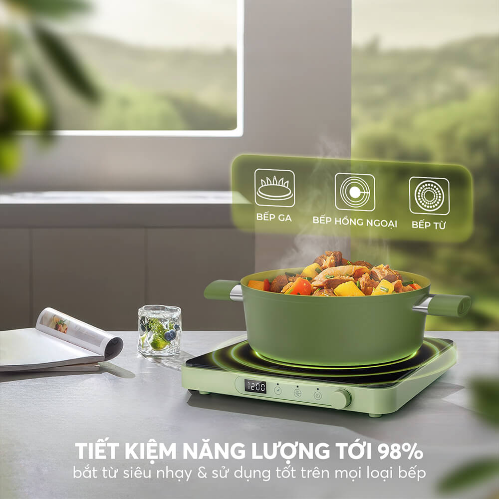 Bộ nồi phủ sứ an toàn Elmich Olive EL-5220OV04 quánh 16cm, nồi 20, 24cm, chảo 26cm 8 El 5523ov Profile 05
