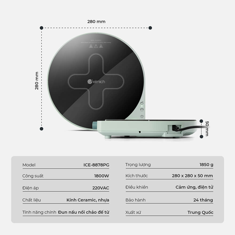 Bếp điện từ đơn Elmich ICE 8878PG 17 Ice 8878pg Profile 17