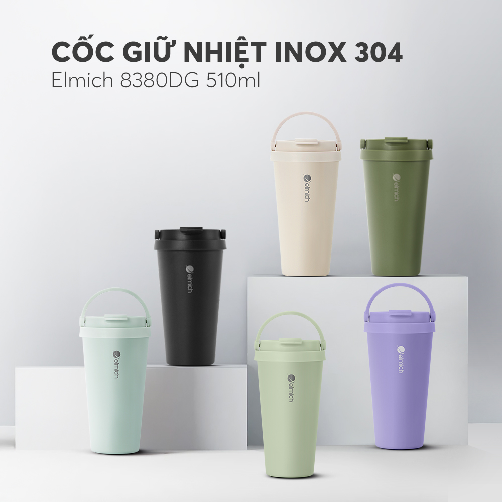Cốc giữ nhiệt inox 304 Elmich EL 8380YG dung tích 510ml