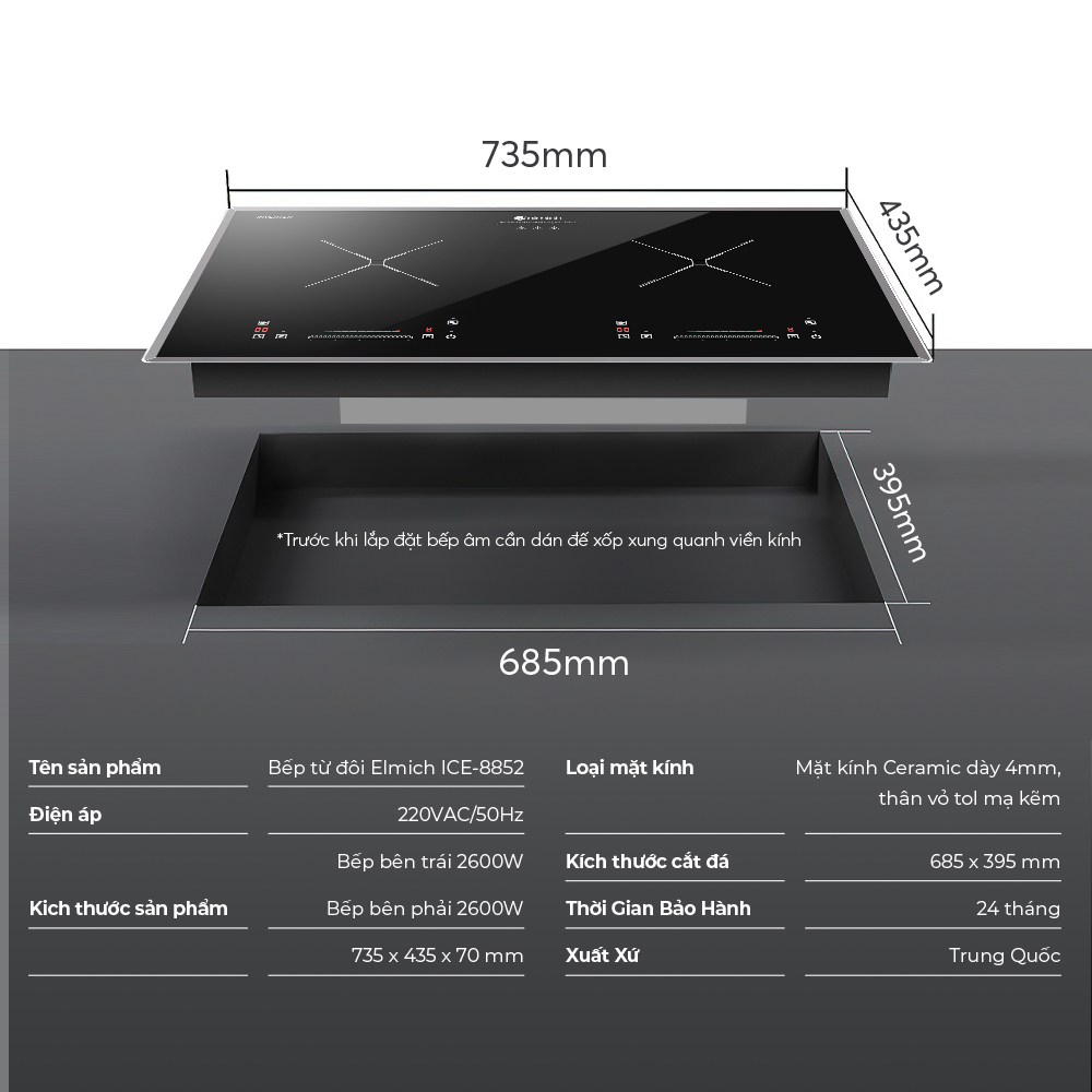 Bếp từ đôi Elmich ICE-8852 12 Ice 8852 Profile 12