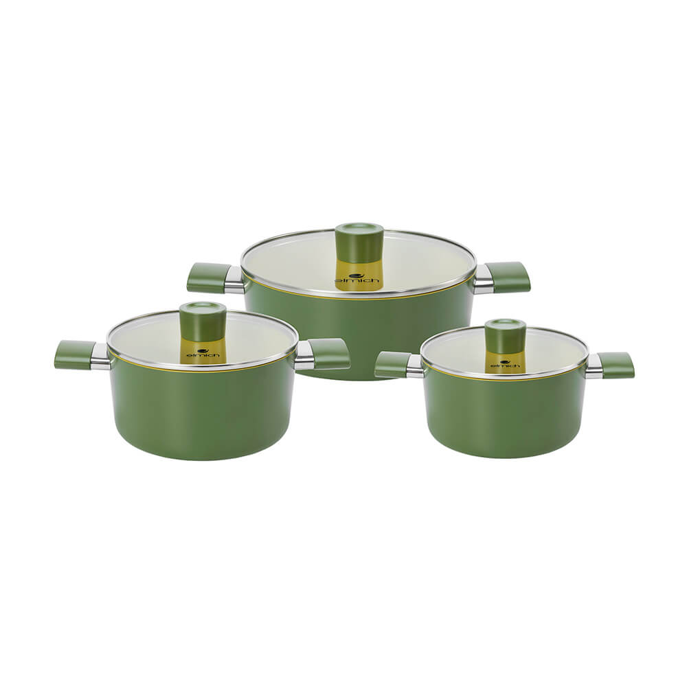 Bộ nồi chống dính Ceramic Elmich Olive Classic EL5228OV03 size 18,20,24cm