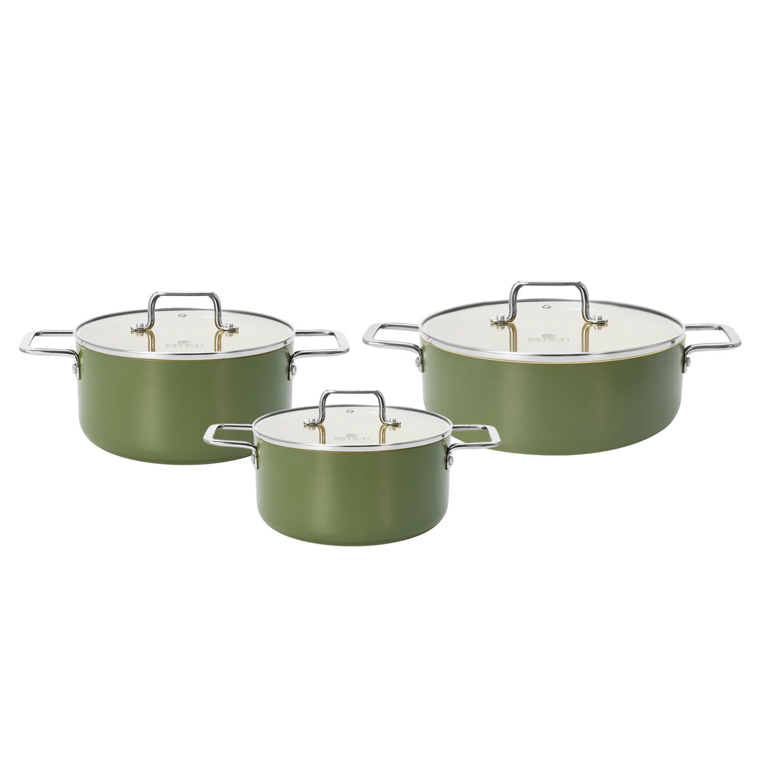Bộ nồi chống dính Ceramic Elmich Olive Classic EL5231OV01 size nồi 18,20, nồi lẩu 26cm