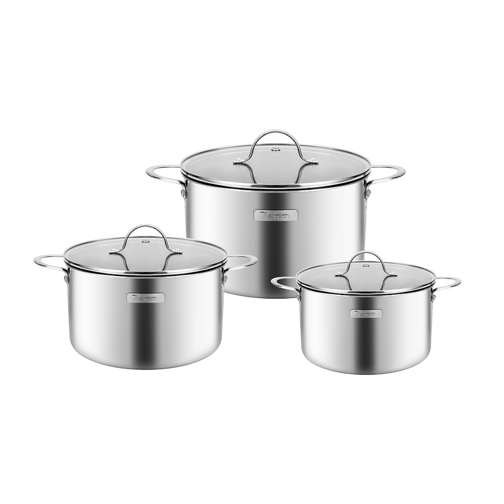 Bộ nồi Inox nguyên khối Elmich Basic EL-2475 size 16,20,26cm