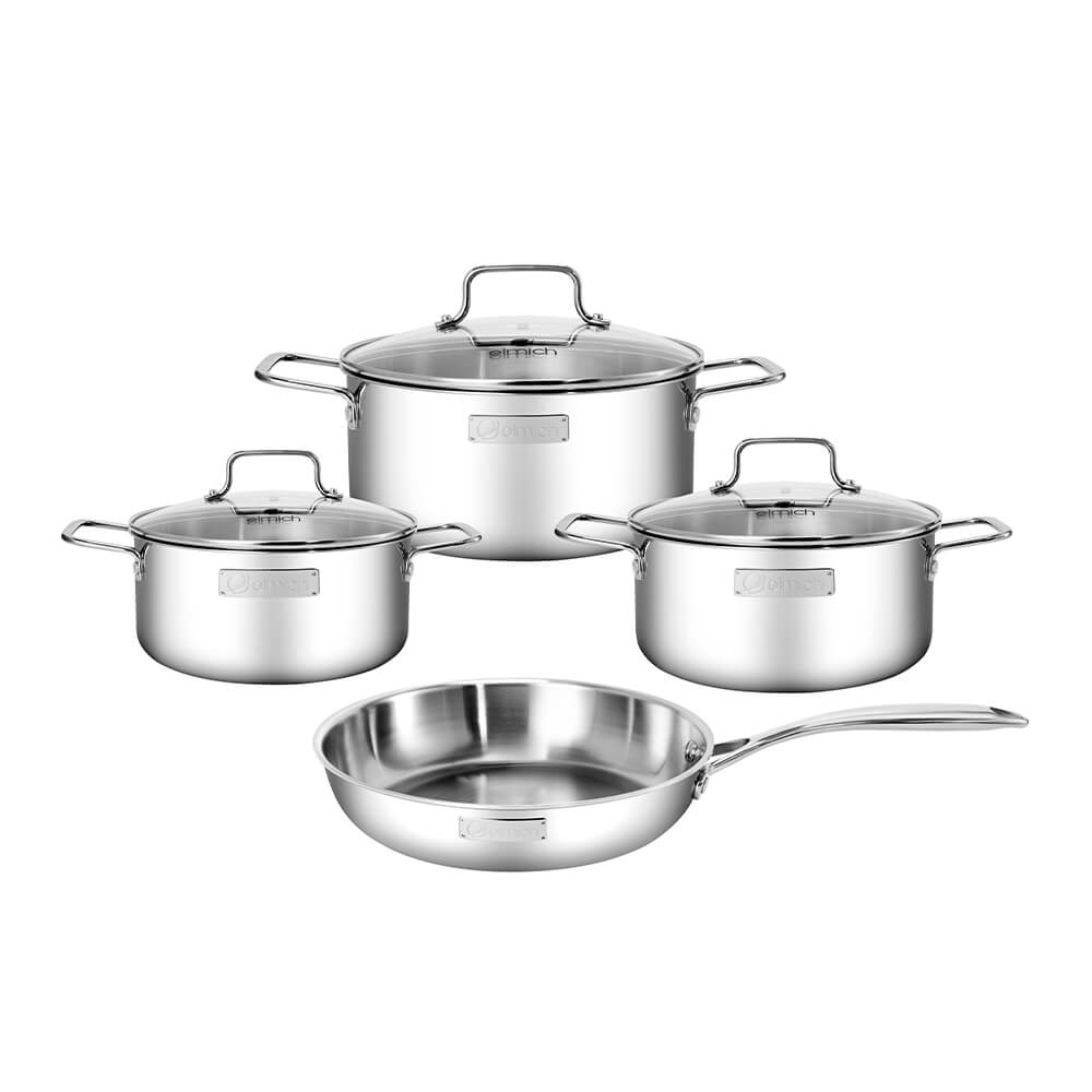 Bộ nồi inox liền khối Elmich EL2476 size 16,20,24,chảo 24cm