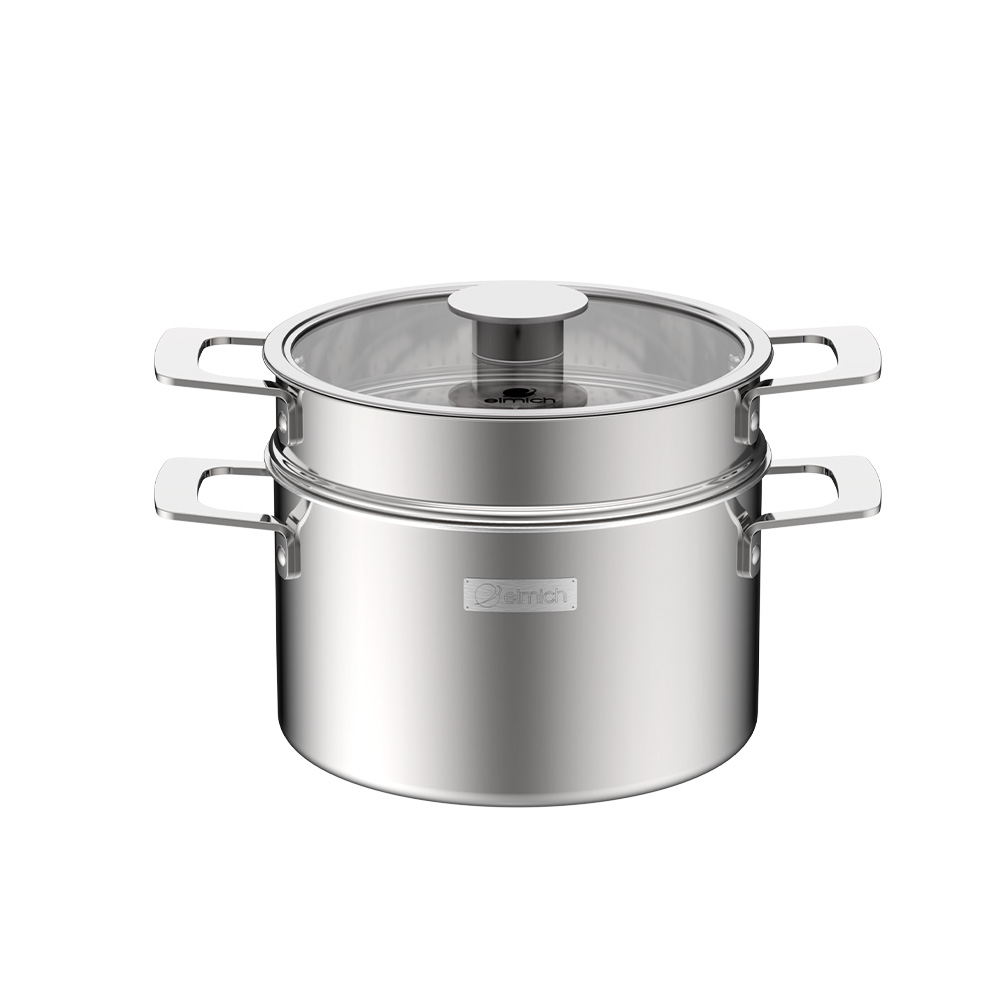 Bộ nồi Inox liền khối Elmich Hera EL-8132IN size 16,20,22, xửng hấp 22cm