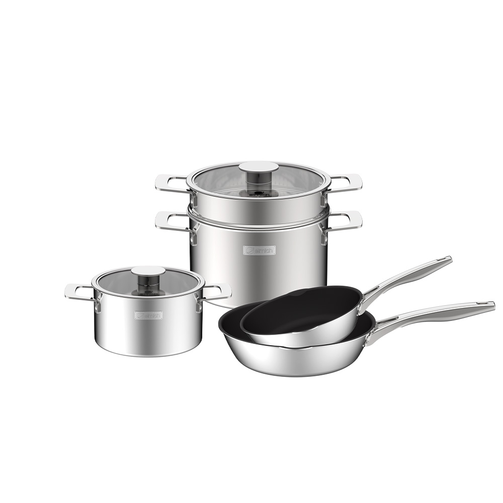 Bộ nồi Inox liền khối Elmich Hera EL-8134IN size 18, nồi hấp 22, chảo 20,26cm