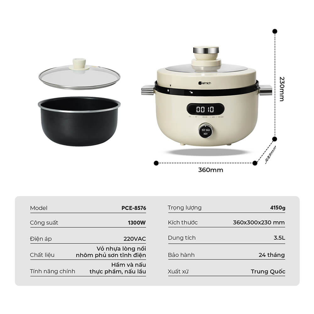 Nồi áp suất điện đa năng Elmich 3,5L PCE-8576 12 Pce 8576 (11)
