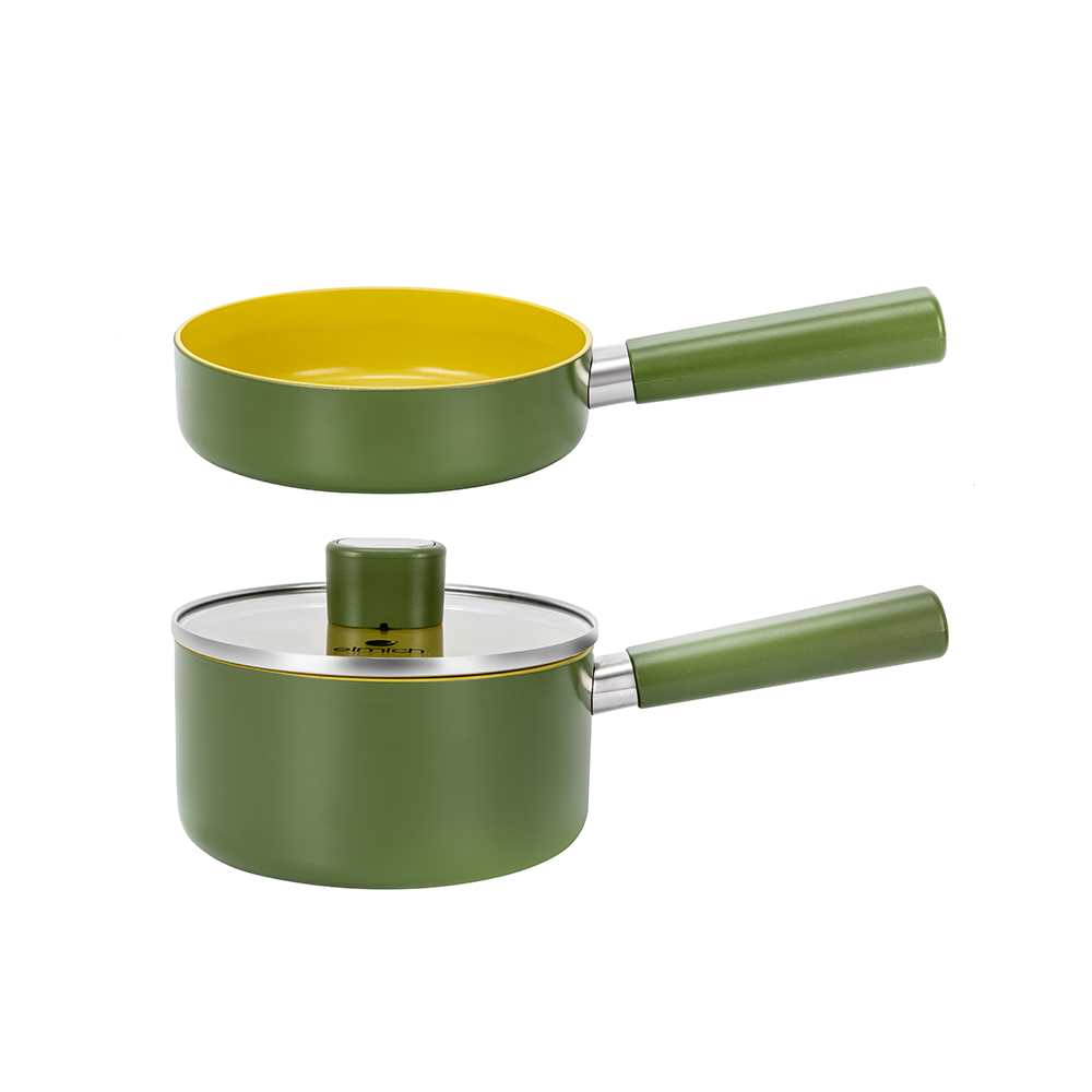 Bộ nồi chảo chống dính Ceramic Elmich Olive Baby full induction EL5234OV size 16cm