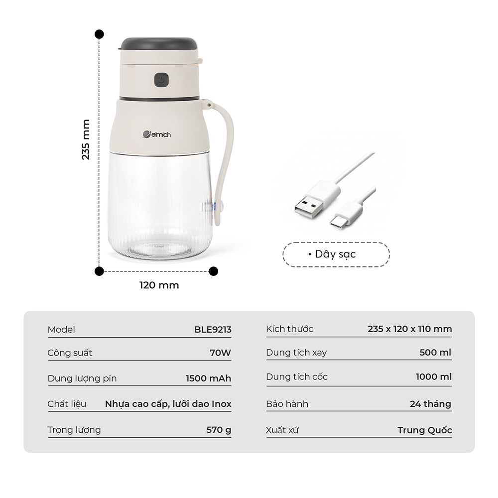 Máy xay sinh tố cầm tay Elmich BLE9213 13 Ble 9213 Profile 14