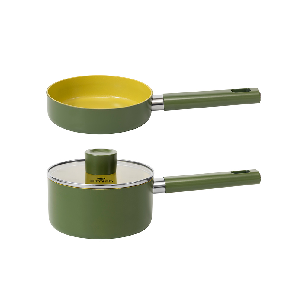 Bộ nồi chảo chống dính Ceramic Elmich Olive Baby EL5242OV16 size 16cm
