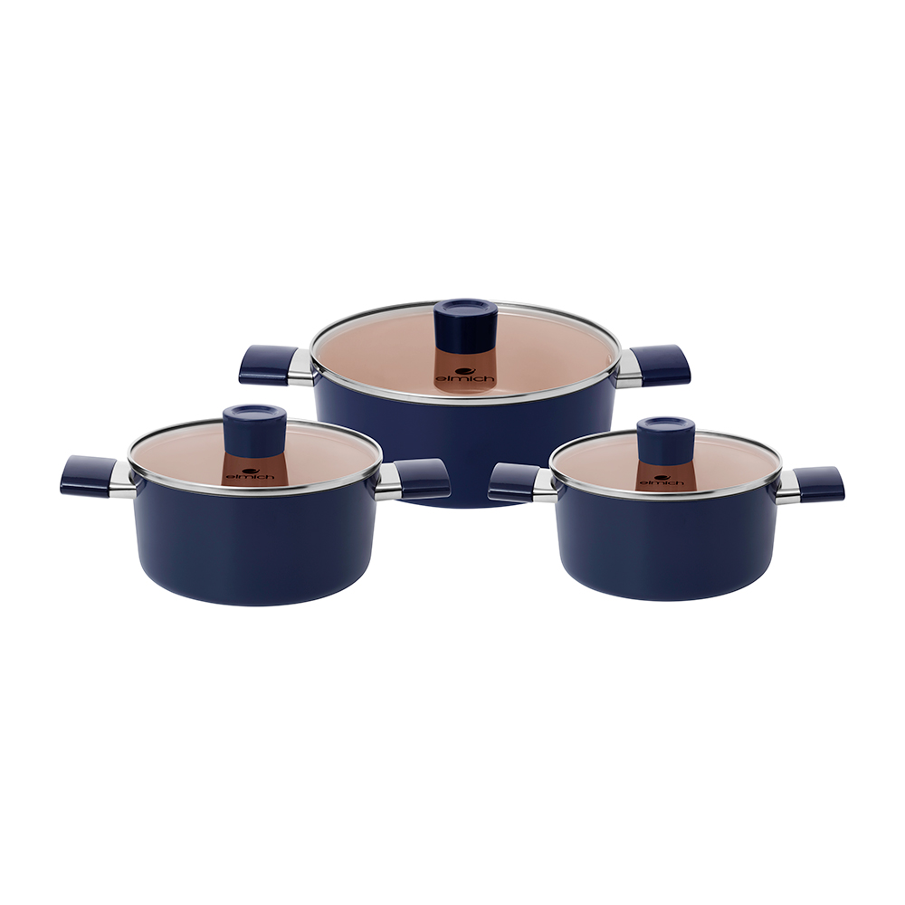 Bộ nồi chống dính Ceramic Elmich EL5240FD01 size 18,20,24cm