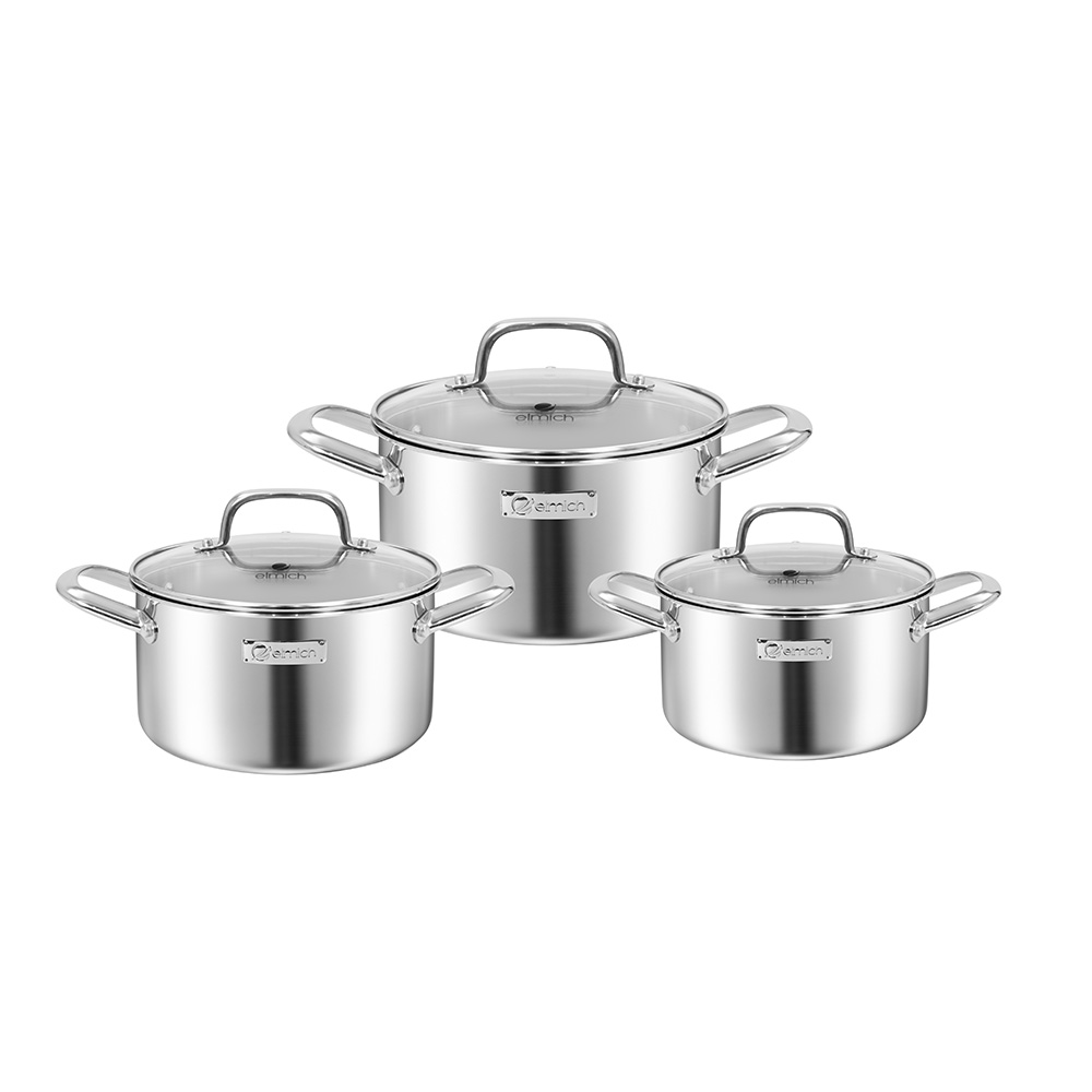 Bộ nồi inox liền khối Elmich Trimax Napoli EL2352482IN03 Size18, 20, 26cm