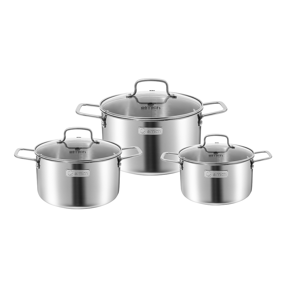 Bộ nồi inox liền khối Elmich EL2488IN01 Size 16, 20, 24cm