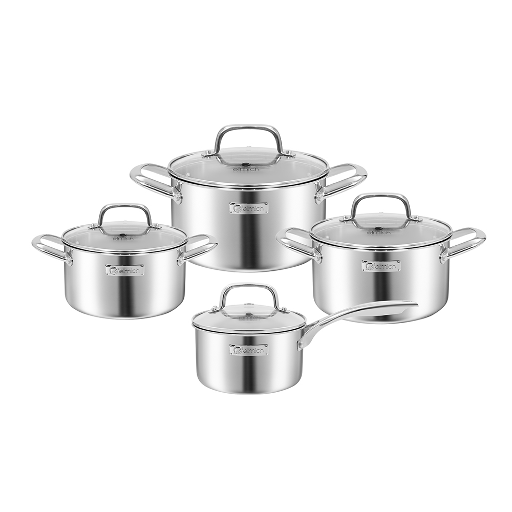 Bộ nồi inox liền khối Elmich EL2485IN01 Size 18,20,24, quánh 16cm